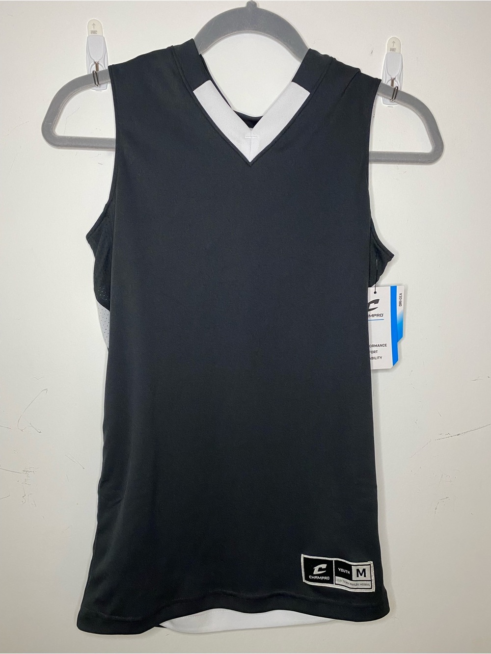 Champro Black & White V-Neck Sleeveless Athletic Jersey
